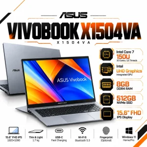 لپ تاپ ایسوس Vivobook X1504VA Core 7 150U Intel UHD رم 8GB DDR4